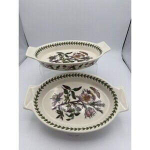 Portmeirion Botanic Garden Oval Gratin Dishes 10” Set of 2 Bee Floral